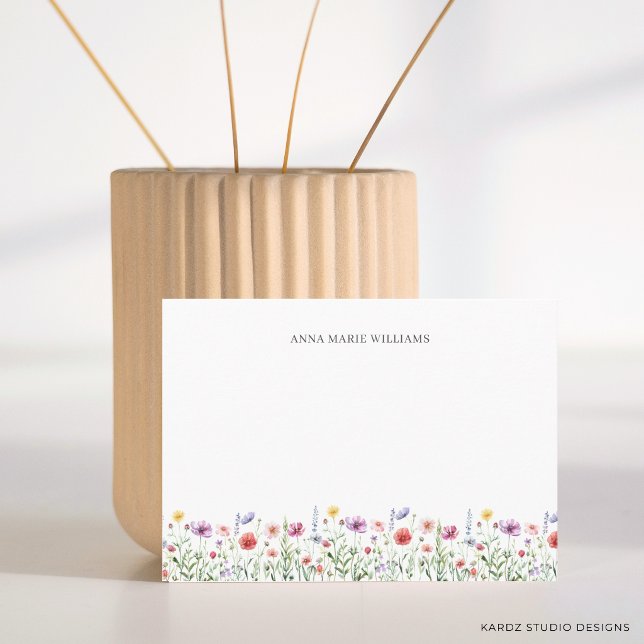 Vilda blommor Blommig Chic Notkort Anteckningskort (The front of the card is shown in 3.5 x 5 in. Choose size, paper and corner style.)