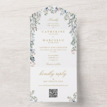 Vilda blommor Blommig QR-kod Guld Bröllop