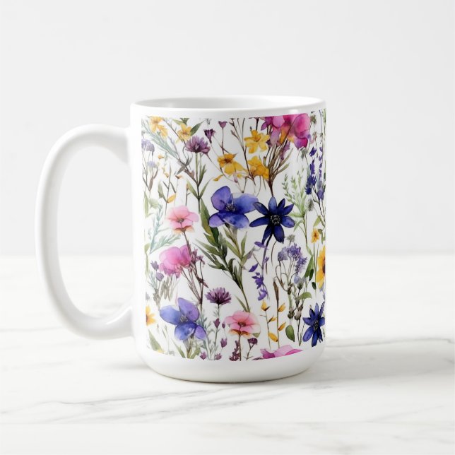 Vilda Blommor Blommig Rosa Lila Mugg (Vänster)