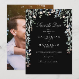 Vilda Blommor Blomsterfoto Svart Och Vitt Bröllop Spara Datumet