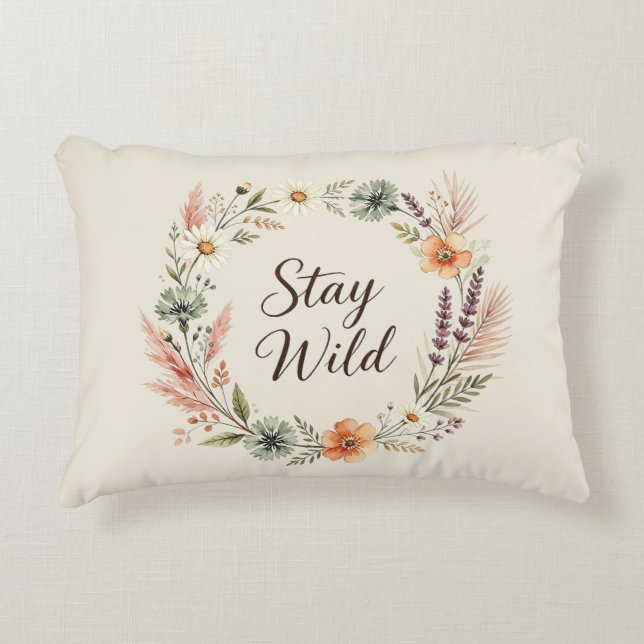 Vilda blommor Boho Blommig Stanna Vild Accentkudde Prydnadskudde (Framsidan)