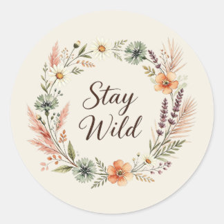 Vilda blommor Boho Blommig Stanna vild stiker Runt Klistermärke