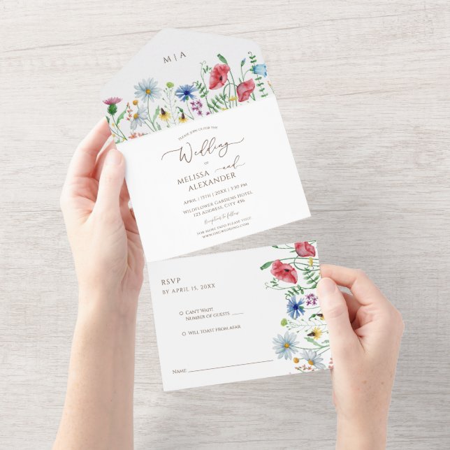 Vilda blommor boho Bröllop (Avrivbar del)