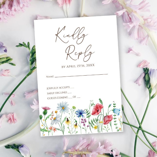 Vilda Blommor Boho Bröllop RSVP-kort OSA Kort (Skapare uppladdad)