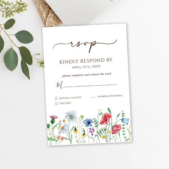Vilda blommor Boho bröllop RSVP-kort OSA Kort (Skapare uppladdad)