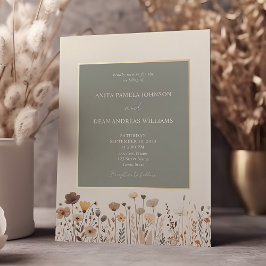 Vilda blommor Boho Sagegrön Bröllopsinbjudan Inbjudningar