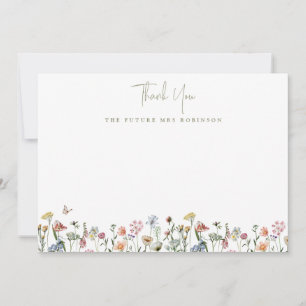 Vilda Blommor Bröllopsdusch Framtida Fru Personlig Tack Kort