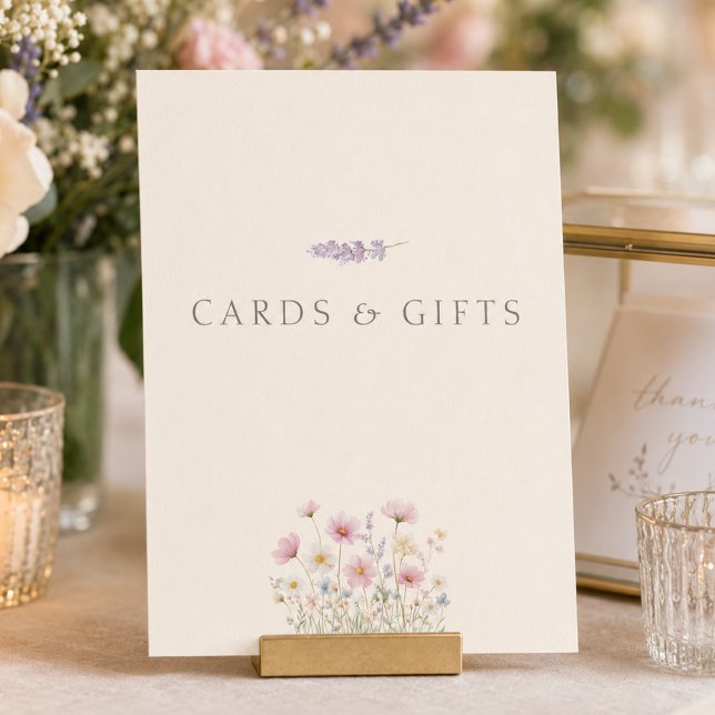Vilda Blommor Bröllopskort & Gåvor Bordskylt (Wildflowers Wedding Cards & Gifts Table Sign)