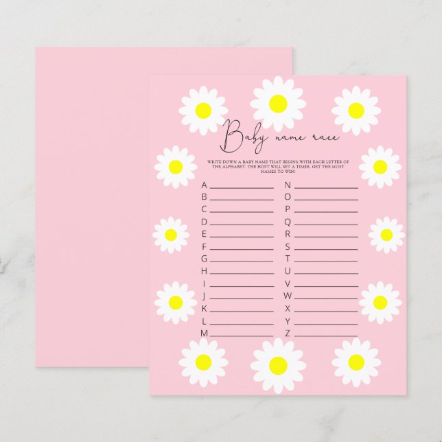 Vilda blommor Daisy - Baby namntävling spel (Fram/baksida)