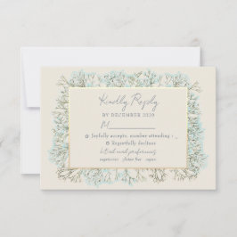 Vilda blommor Dammtorrsblå bröllops-RSVP-kort OSA Kort