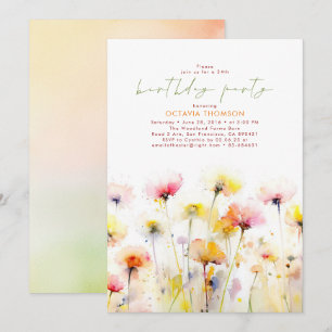 Vilda blommor Elegant Boho Födelsedagsfest Inbjudningar