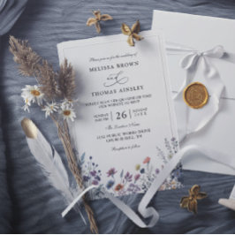 Vilda blommor Elegant Modern Budget QR-kod Bröllop Inbjudningar