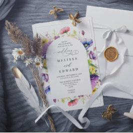 Vilda blommor Elegant Modern Budget QR-kod Bröllop Inbjudningar