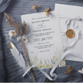 Vilda blommor Elegant Modern Budget QR-kod Bröllop Inbjudningar