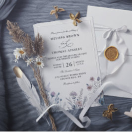 Vilda blommor Elegant Modern Budget QR-kod Bröllop Inbjudningar