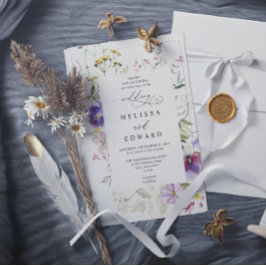 Vilda blommor Elegant Modern Budget QR-kod Bröllop Inbjudningar