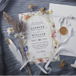 Vilda blommor Elegant Modernt Budget QR-kod Bröllo Inbjudningar
