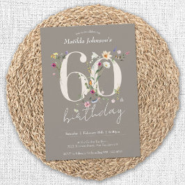 Vilda blommor Eleganta blommor 60-årsdag Inbjudningar