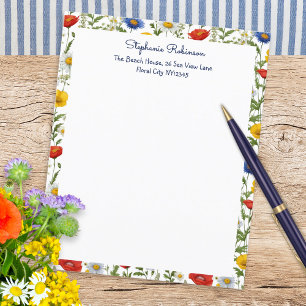 Vilda blommor Färgrik blomsterkant Papper