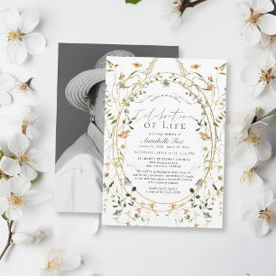 Vilda blommor Firande av Livets Begravning Minness Inbjudningar