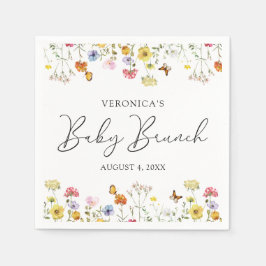 Vilda Blommor Fjärilar Boho Barnkalas Brunch Pappersservett