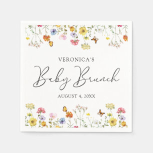 Vilda Blommor Fjärilar Boho Barnkalas Brunch Pappersservett