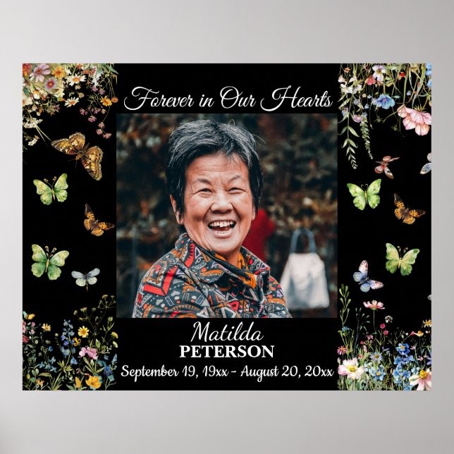 Vilda Blommor Fjärilar Livets Firande  Poster (Framsidan)