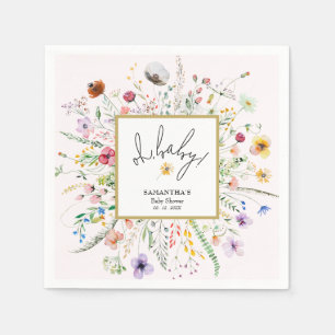Vilda Blommor Flick Baby Shower Rosa Pappersservett