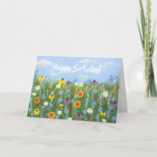 Vilda blommor födelsedagsgratulationskort kort