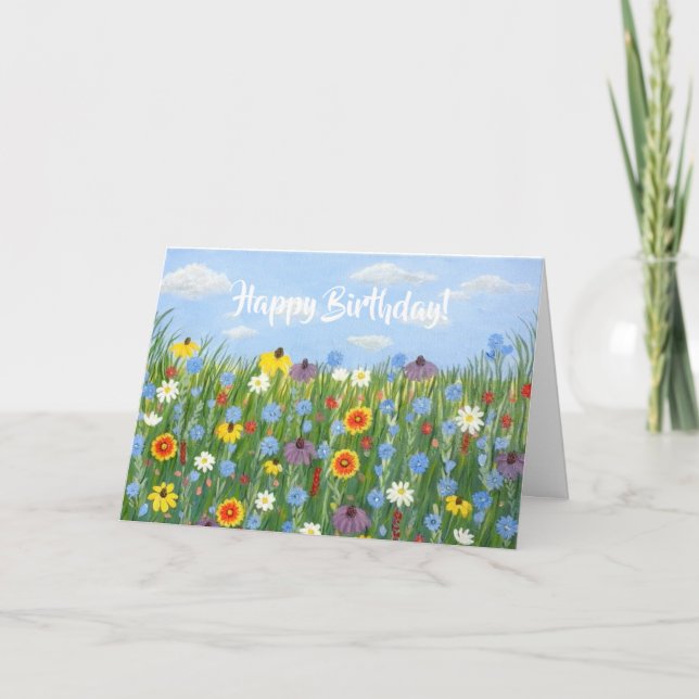 Vilda blommor födelsedagsgratulationskort kort (Framsida)