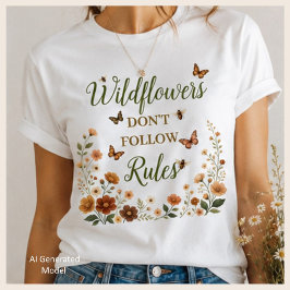 Vilda blommor följer inte regler Boho Natur Grafik T Shirt