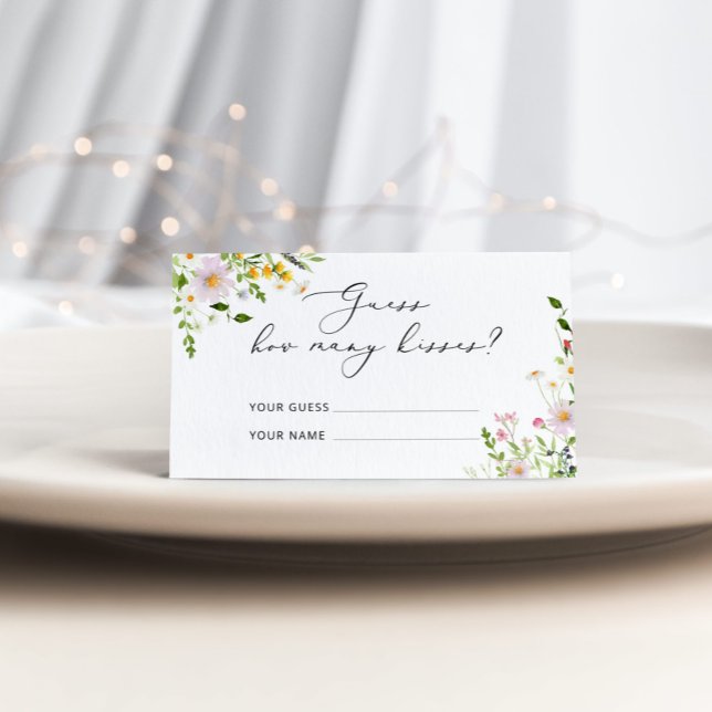 Vilda blommor gissa hur många kyssar bröllopsspel tilläggskort (Skapare uppladdad)