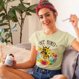 Vilda Blommor Grafik för Snälla Bin T Shirt