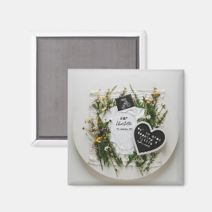 Vilda blommor graviditetsannonsering Baby-avslöjan Magnet
