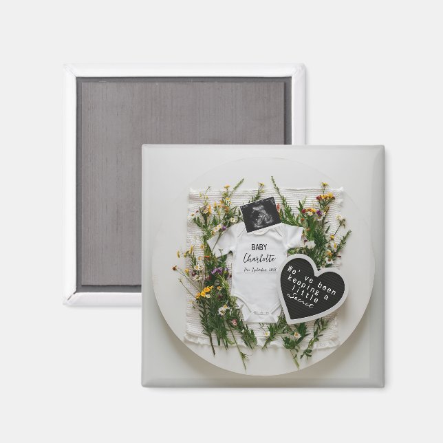 Vilda blommor graviditetsannonsering Baby-avslöjan Magnet (Front/Back)