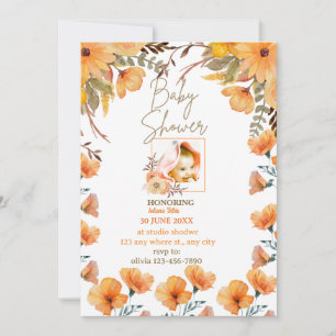 vilda blommor gula orange baby shower inbjudningar