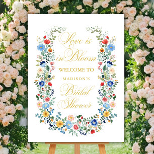 Vilda blommor Guld Bröllopsdusch Välkommen Poster