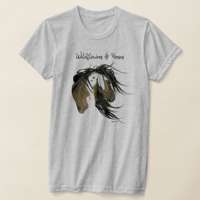 Vilda blommor & Hästar Drömfångande konst av Bihrl T Shirt (Laydown)
