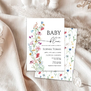 Vilda blommor i blom Baby Shower Inbjudningar