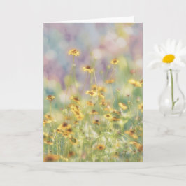 Vilda blommor i gult och mjuk akvarellstil kort