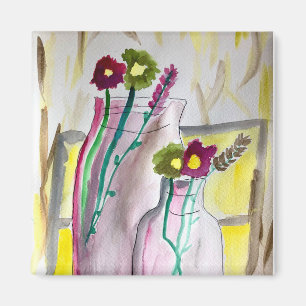 Vilda blommor i vas abstrakt konst magnet