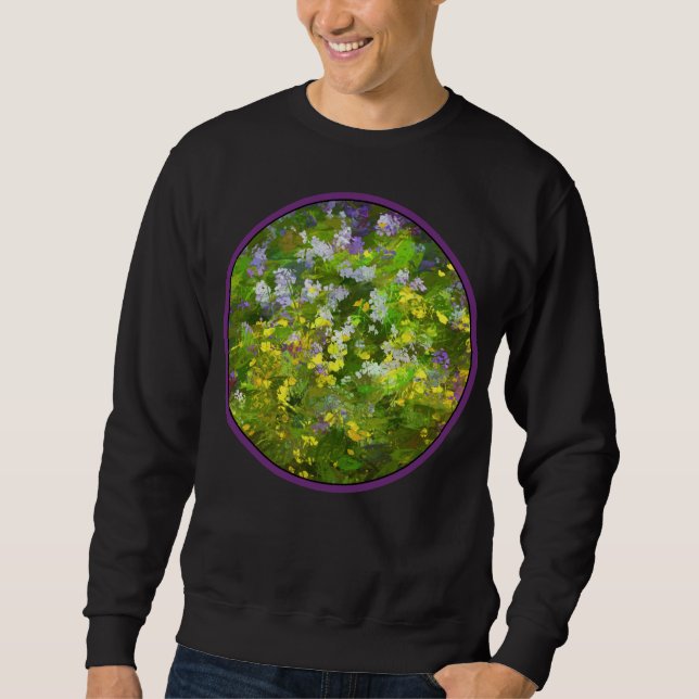 Vilda blommor Impasto-målning - Original blomkonst Lång Ärmad Tröja (Framsida)
