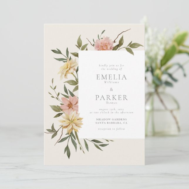 Vilda blommor inbjudan (Stående Fram)