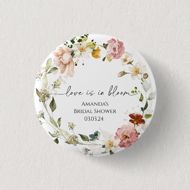 Vilda blommor Kärlek är i blom Knapp (Framsida)