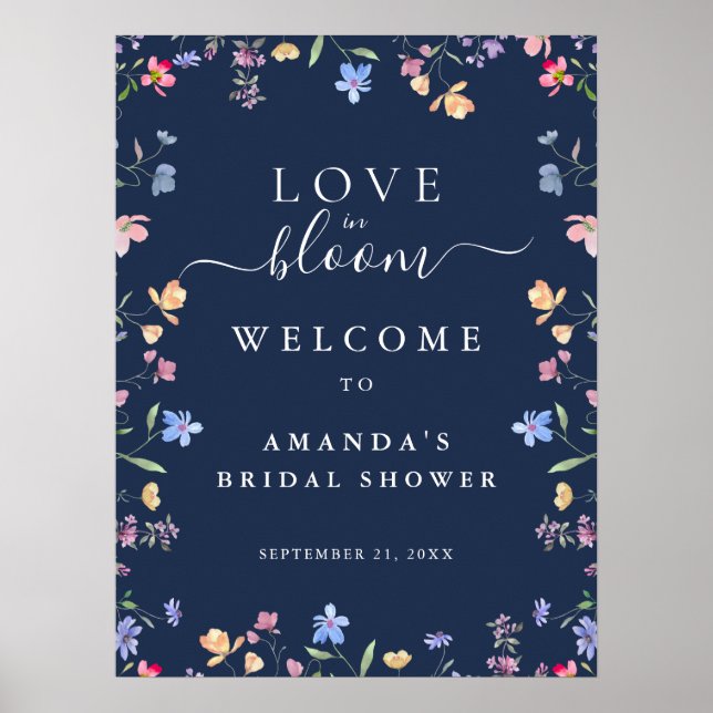 Vilda blommor Kärlek i blom Bröllopsdusch Välkomme Poster (Framsidan)