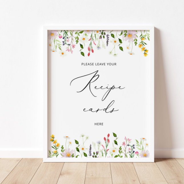 Vilda blommor lämna ditt receptkort här affisch (Skapare uppladdad)