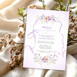Vilda blommor Lila slinga Kärlek i knopp Bröllopsd Inbjudningar