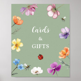 Vilda blommor Lovebug Baby Shower-kort och present Poster