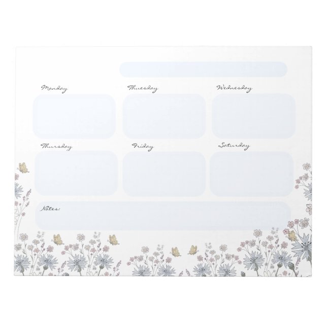 Vilda blommor med fjäril anteckningsblock (Framsida)