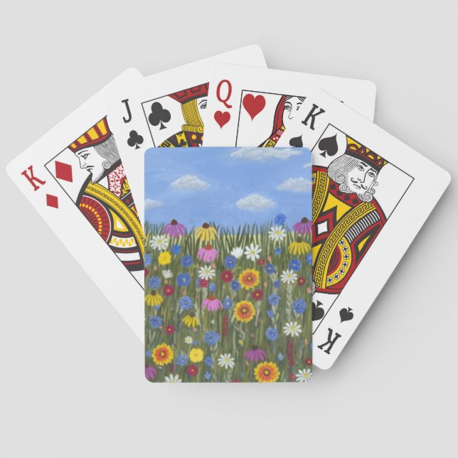 Vilda blommor med tusenskönor casinokort (Baksidan)